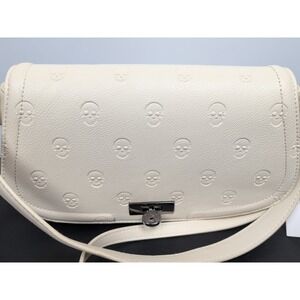 BETSEY JOHNSON Purse‎ Skulls Embossed Crossbody Bag XOMARCI Chalk NWT